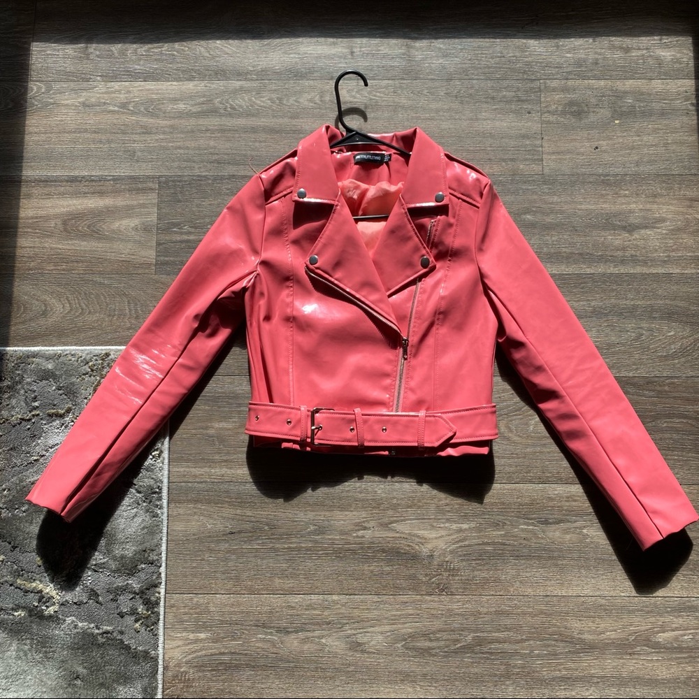 Pink Vinyl Leather Jacket